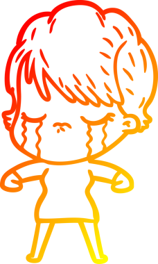 Bir insan tarafından çizilmiş, ağlayan bir çizgi kadın çizimi.