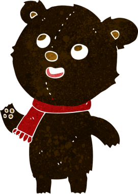 Bir insan tarafından çizilmiş eşarplı siyah ayı.