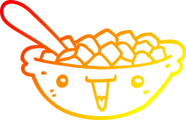 Bir insan tarafından çizilmiş mısır gevreği kasesinin sıcak çizgi çizimi.