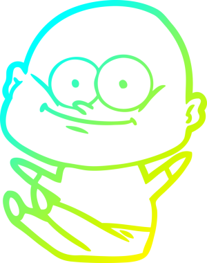 Bir insan tarafından çizilmiş, kel bir adamın soğuk çizgi çizimi.