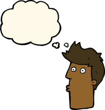 Bir insan tarafından çizilen düşünce baloncuğuyla adamı şaşırtan çizgi film.