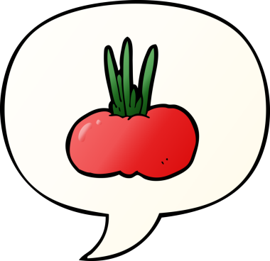 bir insan tarafından çizilmiş yumuşak eğimli konuşma baloncuklu karikatür sebzesi