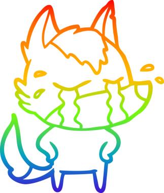 Gökkuşağı gradyan çizgi çizimi bir insan tarafından çizilmiş ağlayan bir kurt.