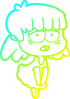 Bir insan tarafından çizilmiş, karikatür çizen yorgun bir kadın.