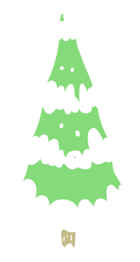 Bir insan tarafından çizilmiş düz renk karikatür Noel ağacı