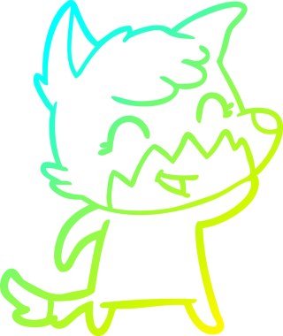 Bir insan tarafından çizilmiş mutlu bir tilkinin soğuk çizgi çizimi.