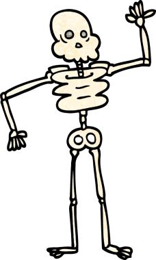 grunge desenli karikatür iskeleti bir insan tarafından çizilmiş.