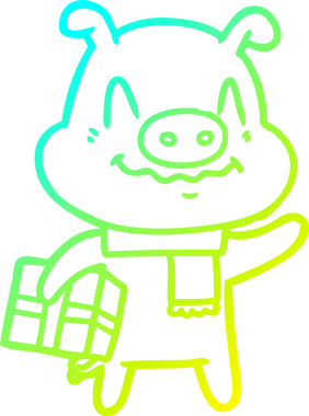 Bir insan tarafından çizilmiş, gergin bir domuz çizgi filmi çizimi.