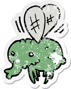 Bir insan tarafından çizilmiş karikatür sineğinin sıkıntılı çıkartması.