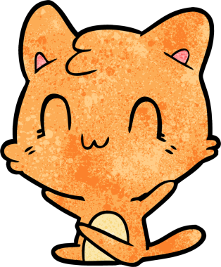 Bir insan tarafından çizilmiş mutlu bir kedi.