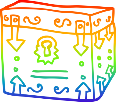 Gökkuşağı gradyan çizgi çizimi Bir insan tarafından çizilmiş sihirli göğüs