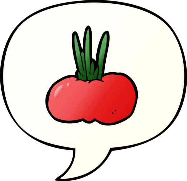 bir insan tarafından çizilmiş yumuşak eğimli konuşma baloncuklu karikatür sebzesi