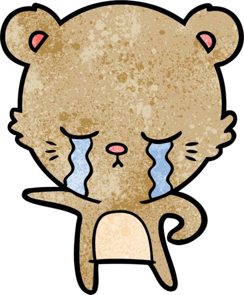 Bir insan tarafından çizilmiş ağlayan çizgi film ayısı.