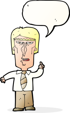 Bir insan tarafından çizilmiş konuşma balonu olan huysuz bir patron.