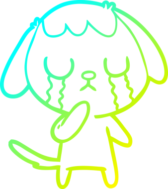 Bir insan tarafından çizilmiş ağlayan şirin bir köpeğin soğuk gradyan çizimi.