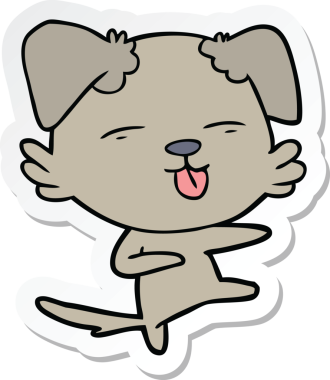 Bir insan tarafından çizilmiş çizgi film köpeği çıkartması.