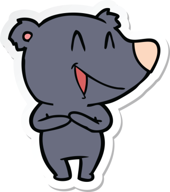 Bir insan tarafından çizilmiş, gülen ayı çizgi filminin çıkartması.