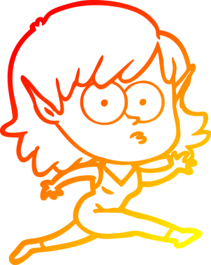 Bir insan tarafından çizilen çizgi film karakteri elf kızı çizimi.