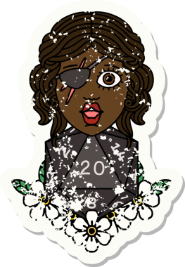 Retro Dövme Tarzı İnsan Rogue Bir insan tarafından çizilmiş 20 zar ile