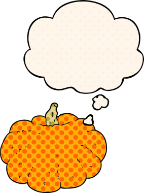 Çizgi roman tarzında bir insan tarafından çizilmiş düşünce balkabağı.