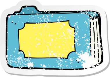 Bir insan tarafından çizilmiş pembe iş klasörünün gerilimli retro yapıştırması.