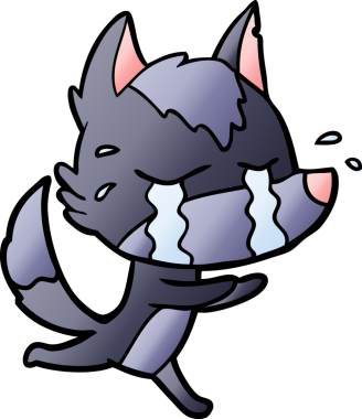 Bir insan tarafından çizilmiş ağlayan kurt çizgi filmi.