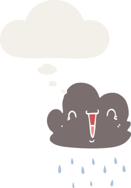 Düşünce baloncuklu karikatür fırtına bulutu insan tarafından çizilmiş.