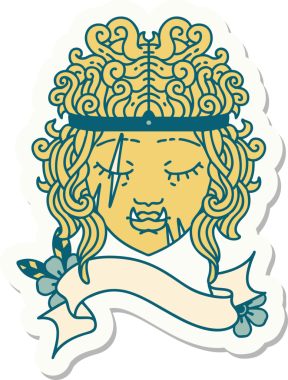 Bir insan tarafından çizilmiş bir ork barbar karakterinin çıkartması.