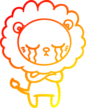 Bir insan tarafından çizilmiş, ağlayan bir aslanın sıcak çizgi çizgisi.