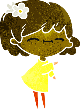 Bir insan tarafından çizilmiş sevimli bir kawai kızının serbest çizimi.