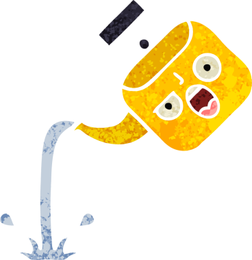 Bir insan tarafından çizilmiş bir çaydanlığın retro çizim tarzı karikatürü