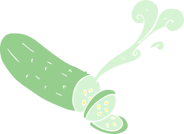 Bir insan tarafından çizilmiş salatalığın düz renk çizimi