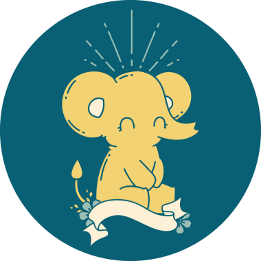 Bir insan tarafından çizilmiş dövme stili şirin bir fil.