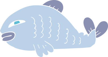 Bir insan tarafından çizilmiş balığın düz renk çizimi