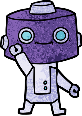 Bir insan tarafından çizilmiş çizgi film robotu