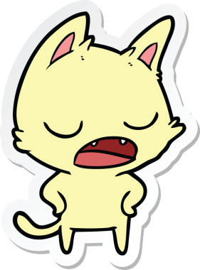 Bir insan tarafından çizilmiş konuşan kedi karikatürü.