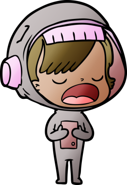 Karikatür astronot kadın bir insan tarafından çizilmiş.