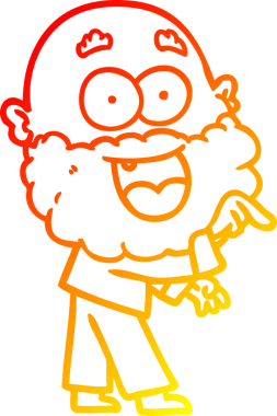 Bir insan tarafından çizilmiş sakallı, çılgın, mutlu bir adamın çizgi çizimi.