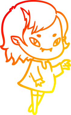 Bir insan tarafından çizilmiş, çizgi film karakteri, arkadaş canlısı vampir kız çizimi.