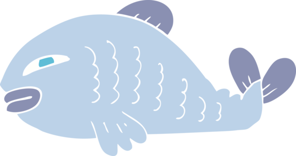 Bir insan tarafından çizilmiş balığın düz renk çizimi