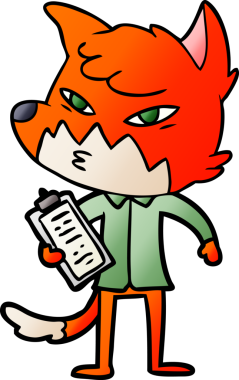 Bir insan tarafından çizilmiş akıllı çizgi film tilkisi.