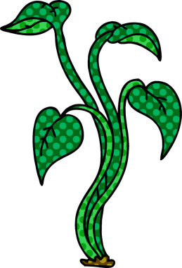 Bir insan tarafından çizilmiş çizgi roman tarzı tuhaf bir bitki.