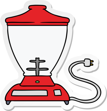 Bir insan tarafından çizilmiş bir yemek mikserinin el çizimi karikatürü.