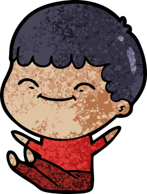 Bir insan tarafından çizilmiş mutlu çocuk çizgi filmi.