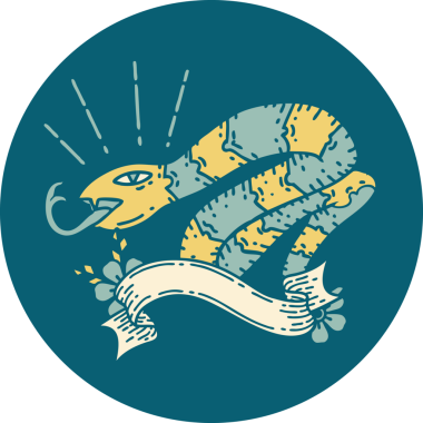 Bir insan tarafından çizilmiş dövme stili tıslayan yılanın simgesi