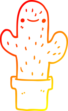 Bir insan tarafından çizilmiş bir kaktüsün sıcak çizgi çizimi