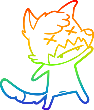 gökkuşağı gradyan çizgi çizimi bir insan tarafından çizilmiş çapraz gözlü tilki