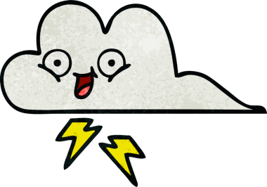 Bir insan tarafından çizilmiş bir gök gürültüsü bulutunun retro grunge desen çizimi