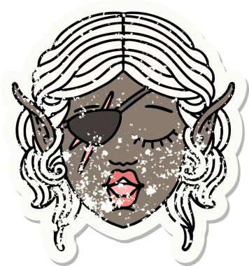 Retro Dövme Tarzı Elf düzenbaz karakter yüzü Bir insan tarafından çizildi