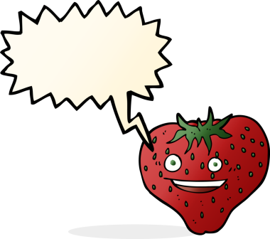 bir insan tarafından çizilmiş konuşma baloncuklu karikatür çileği